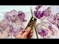 Golden pair fluidart matching acrylic pour painting floral art