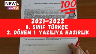 8. Sinif Türkçe 2. Dönem 1. Yazili Çalişmasi 2022