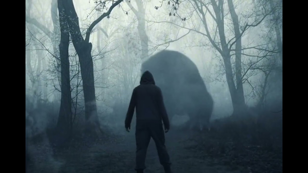 Solo Runner Faces Charging Bear at Dusk ShadowedWhispers 