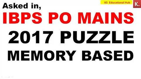 MEMORY BASED Puzzle Asked in IBPS PO MAINS 2017 || PO MAINS MEMORY BASED PUZZLE