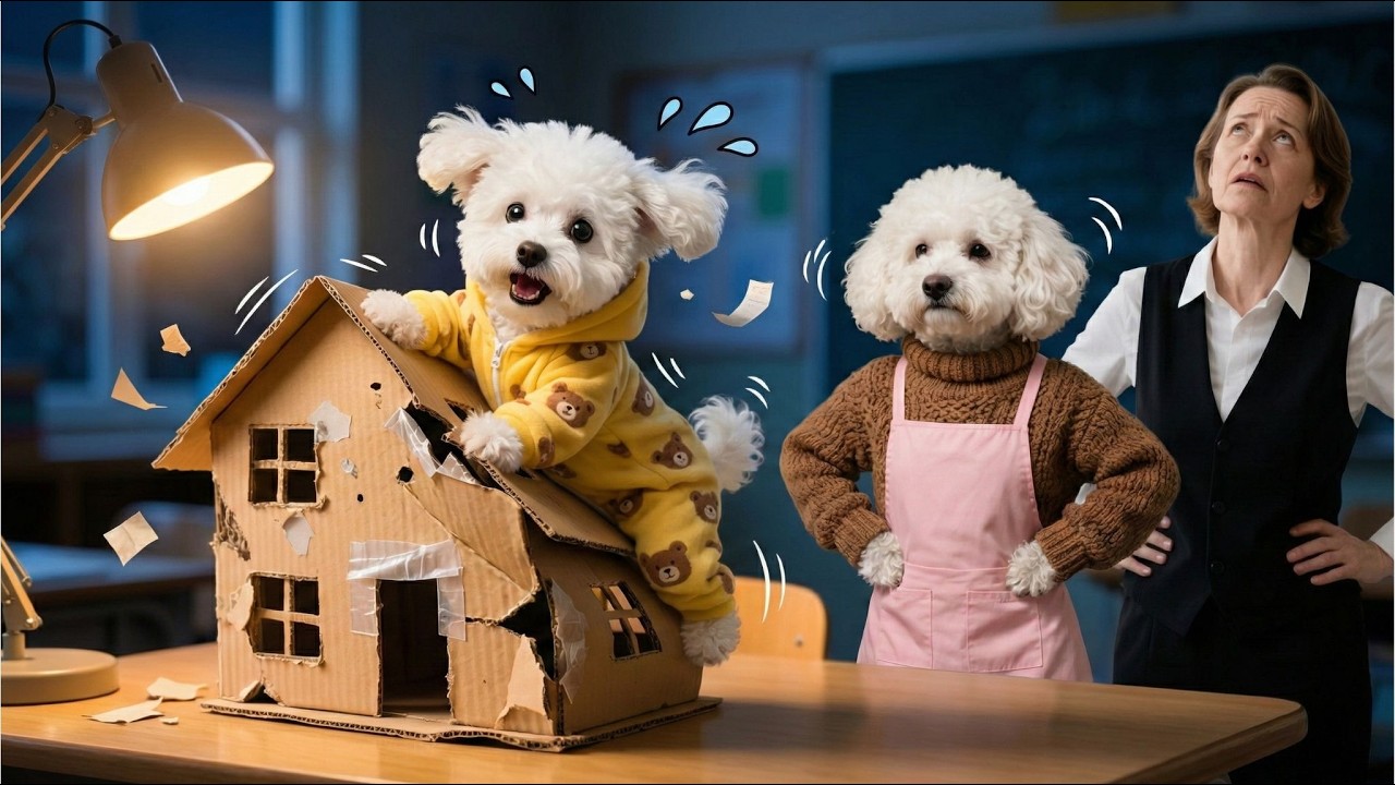 Baby Puppy forgot its homework⏰🏠! lesson in time management from Mama Dog.⚽️