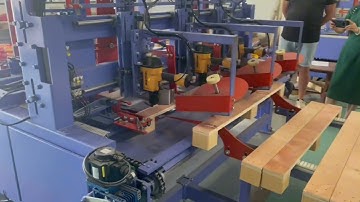 Euro Block Wood Pallets Making Machine Stringer Wood Pallet Nailing Machine #sawmill #woodworking