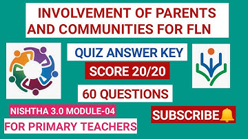 Involvement of parents and communities for FLN Quiz Answer Key w/#Nishtha module4/#aashakiran
