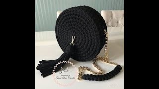 كروشيه شنطه مدورة بطريقه مبسطه     crochet bag circle