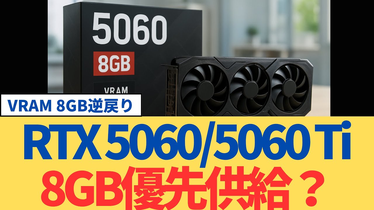 NVIDIAがRTX 5060/5060 Ti 8GB優先供給？VRAM 8GB逆戻りの現実