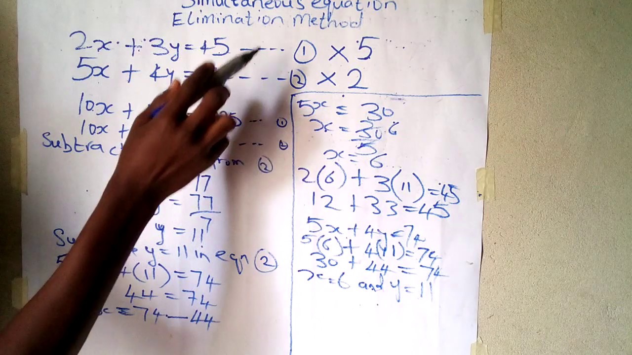 Method of Elimination Steps to solving a Simultaneous Equation - YouTube