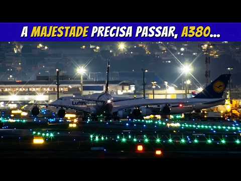 Encontro de Gigantes: A380 da Emirates e 747 da Lufthansa no Taxi de Guarulhos