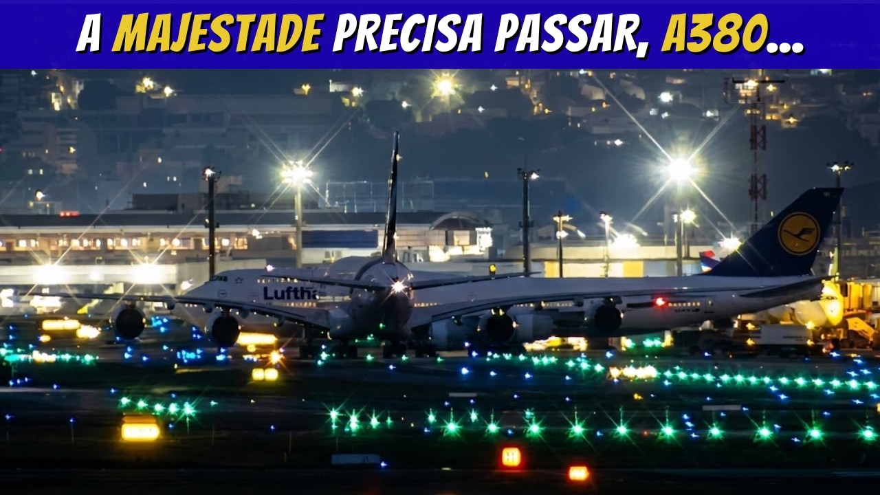 CENA DE CINEMA! A380 PARA E O 747 DA LUFTHANSA CRUZA