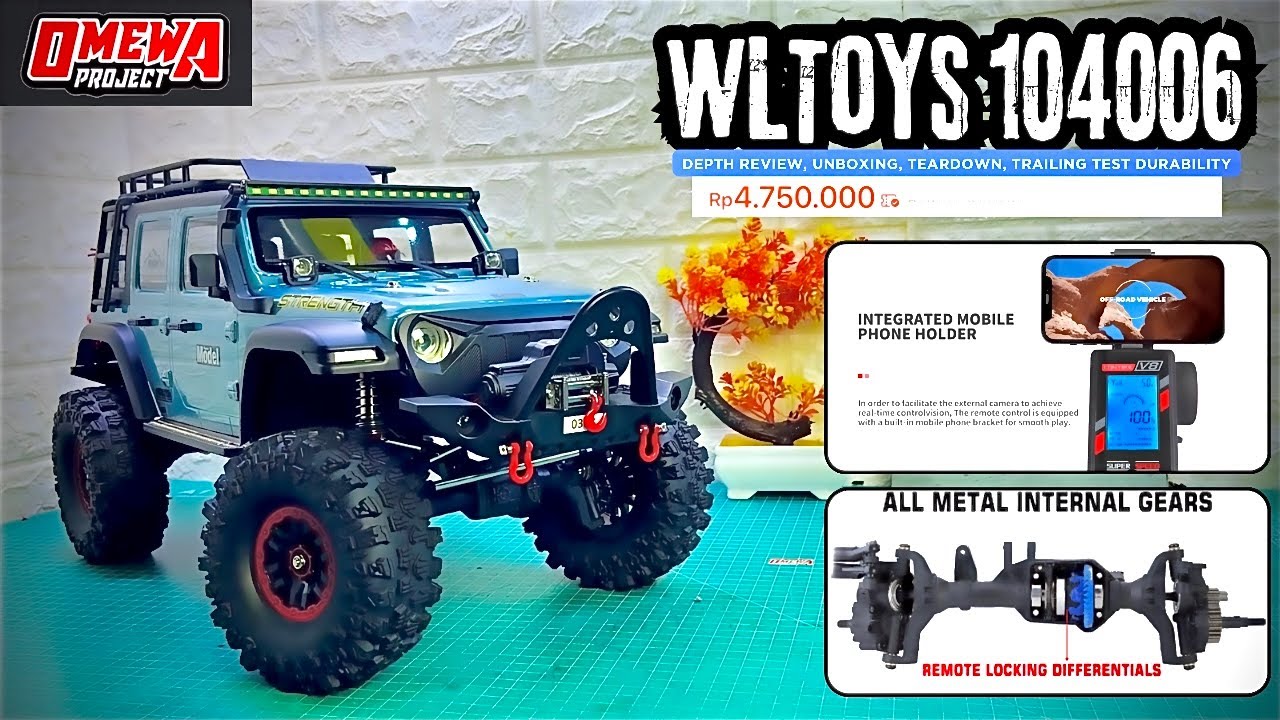 NEW RC WLTOYS 104006 Rubicon Basic Clone TRX4 dengan Fitur Open Lock Differential #omewa #wltoys
