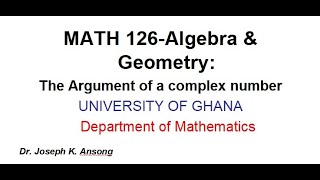 Math126 LEC08 The Argument of a complex number