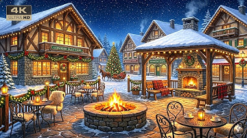 Holiday Jazz at Outdoor Coffee Shop 🎁 Smooth Christmas Background Music