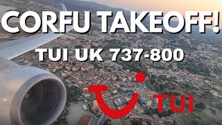 TUI UK 737-800 Corfu Sunset Takeoff TUI UK 737-800 Corfu Sunset Takeoff