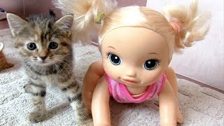 КУКЛА И ТРИ КОТЁНКА Пупсик Девочка Беби Элайв Играет Маленькие Котята Мультик для детей