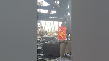 Punching and drilling circular iron columns. High temperature drilling!