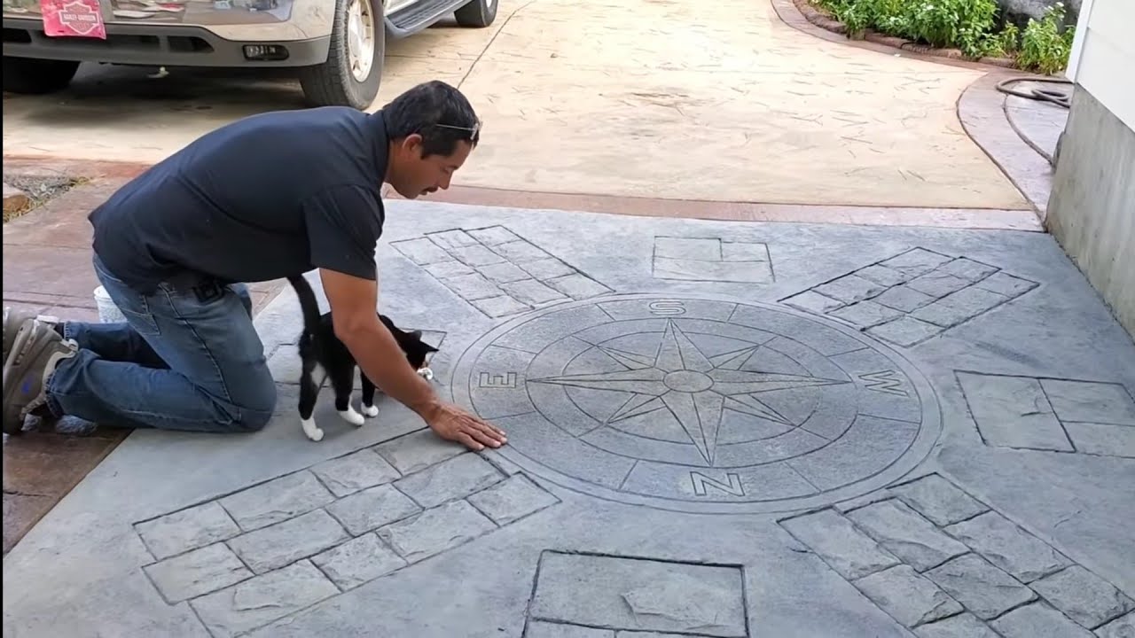 como estampar estampar esta brujula Hazlo tu mismo stamp concrete DIY