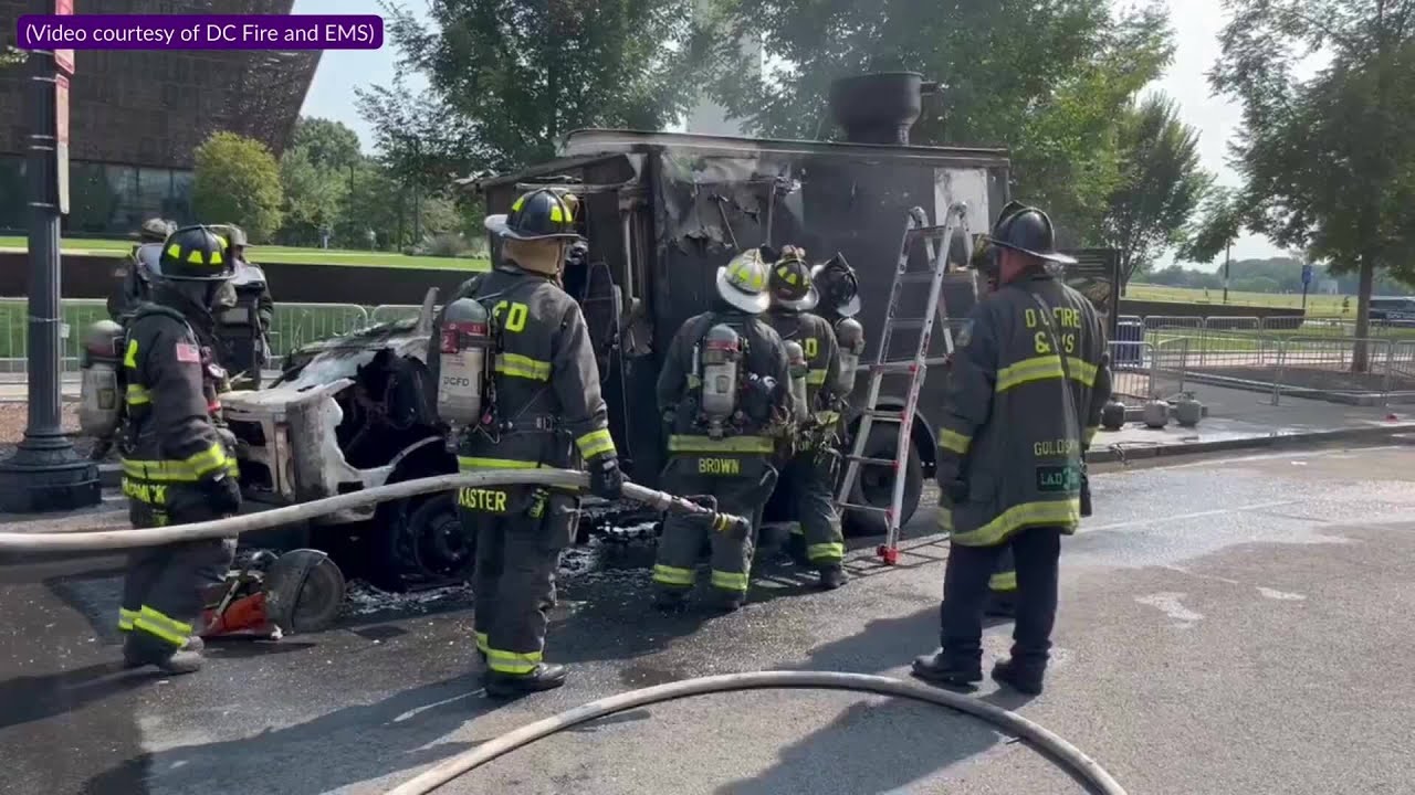 WATCH: Food truck fire seriously hurts 2 men in DC - YouTube