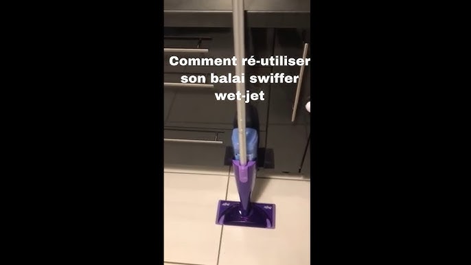 Swiffer WetJet Kit Complet Balai + 5 Lingettes + 1 Nettoyant Liquide + 4  Piles, Rien de réutilisable 