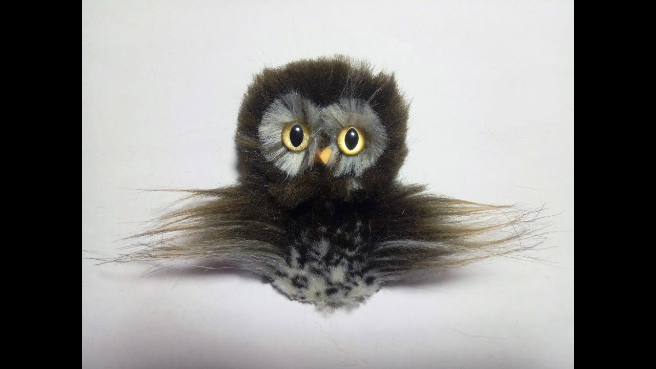 Меховая  брошь Сова