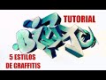 COMO DIBUJAR 5 ESTILOS DE GRAFFITI TUTORIAL #graffiti