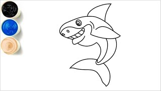 Drawing, Painting and Coloring Sharks for Children & Toddlers | How To Draw #018