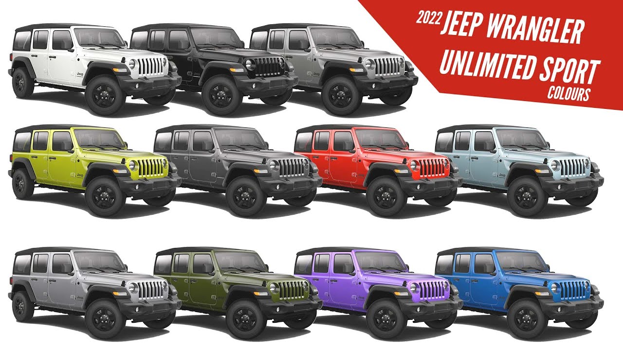 2022 Jeep Wrangler Unlimited Sport - All Color Options - Images - AUTOBICS