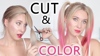 CUT & COLOR test ✂ How to get layers in your hair / ombre like Harley Quinn