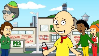 Caillou Spray Paints the School!