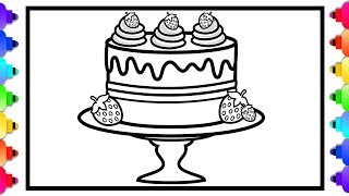cake easy draw strawberry coloring step