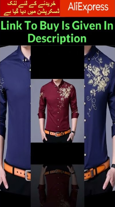 Brand Wine Red Mens Dress Shirts 2022 Fashion Golden Rose Flower Print Button | ali express | RCN