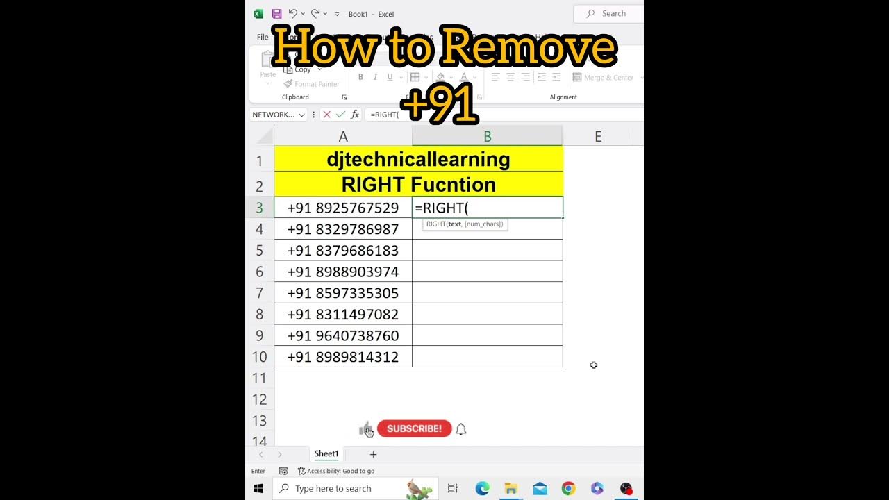 Right function use in excel right function excel rightfunction 
