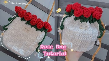 [ Không Chói Sáng] Móc Túi Hoa Hồng 🌹 Crochet Tutorial : How To Do Rose Flower Drawstring Bag