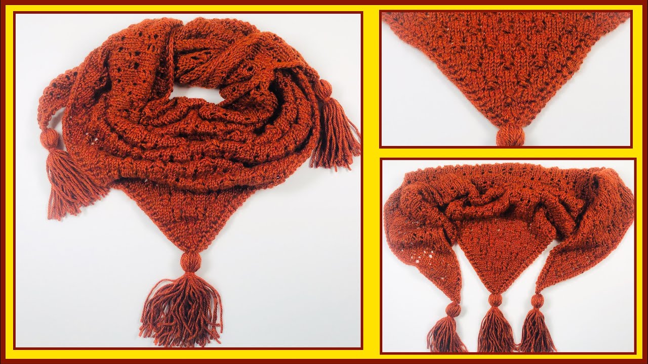 Como hacer un PAÑUELO con BORLAs en Dos Agujas #1