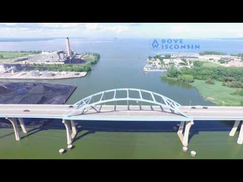 Leo Frigo Memorial Bridge - Green Bay drone video