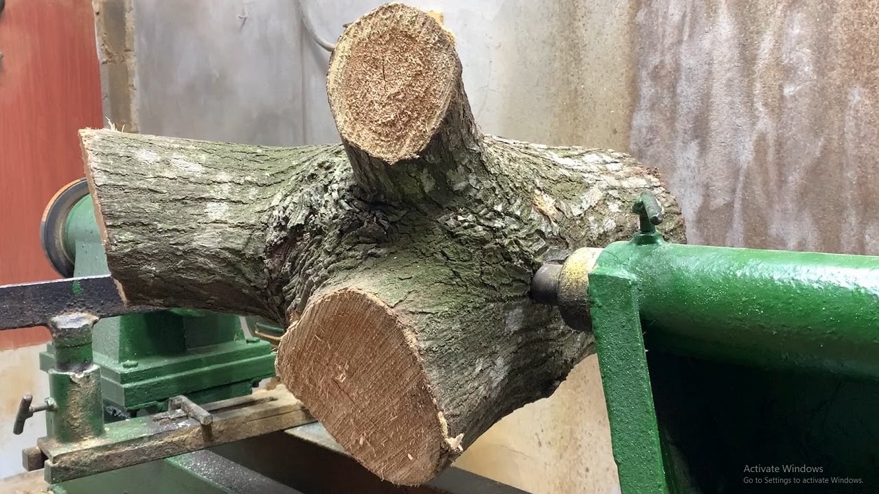 Fastest Wood Turning Skill Turn A Branch Into a Bowl On a Manual Wood ...