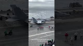 Epic! Boeing EA-18G Growler take off aircraft carrier