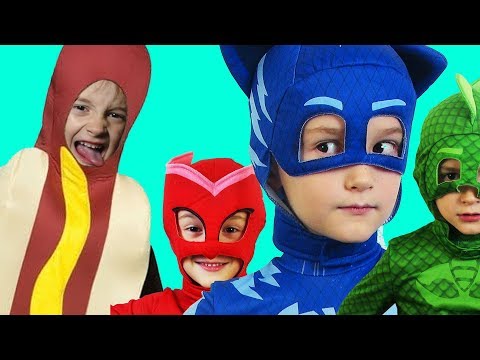 Герои в Масках ловят Хот-Дог! PJ Маски вернули сосиску на место! Приключения Давида для детей