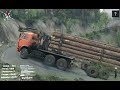 Доставка средних брёвен на лесовозе камаз 6520 на пилораму в игре Spintires 2014