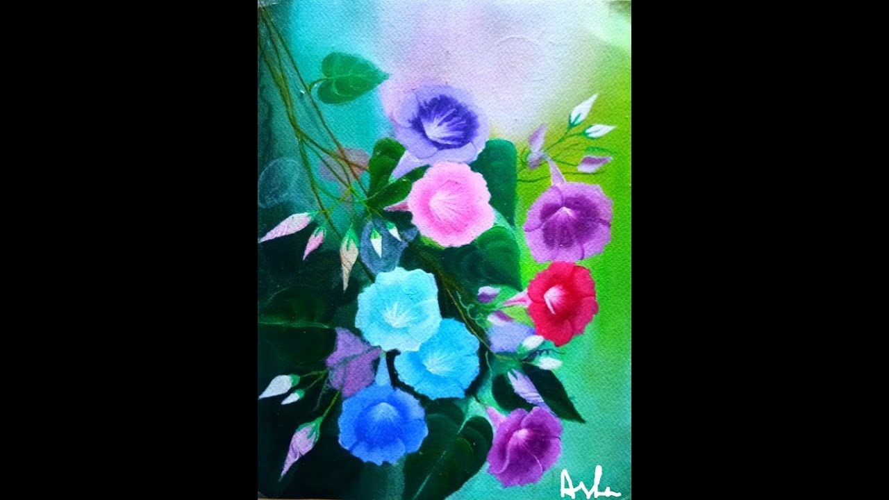 HOW TO Paint Morning Glories I One stroke painting (2018) YouTube