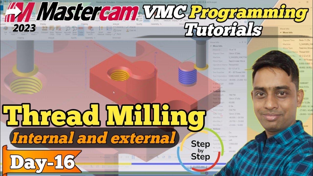 Mastercam 2023 Internal & External Thread Milling Tutorial (Stepby