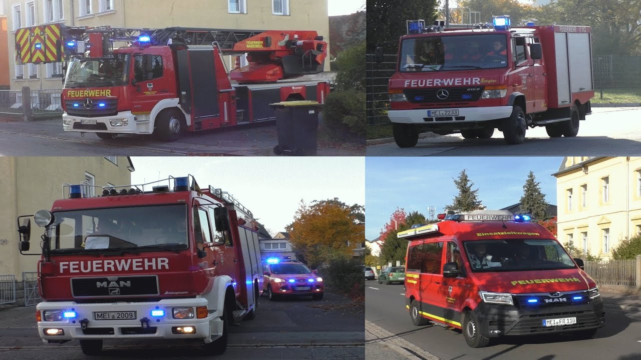 (von TSF bis Löschzug) der Feuerwehr Radebeul-ost und Warnsdorf auf Alarmfahrt zu Übungen.
