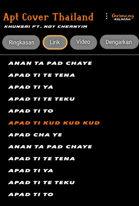 Lirik Apt Versi Thailand (lirik goggle)