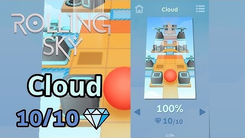 Rolling Sky - Tutorial - Level 0 - Cloud - 100%, All Gems !