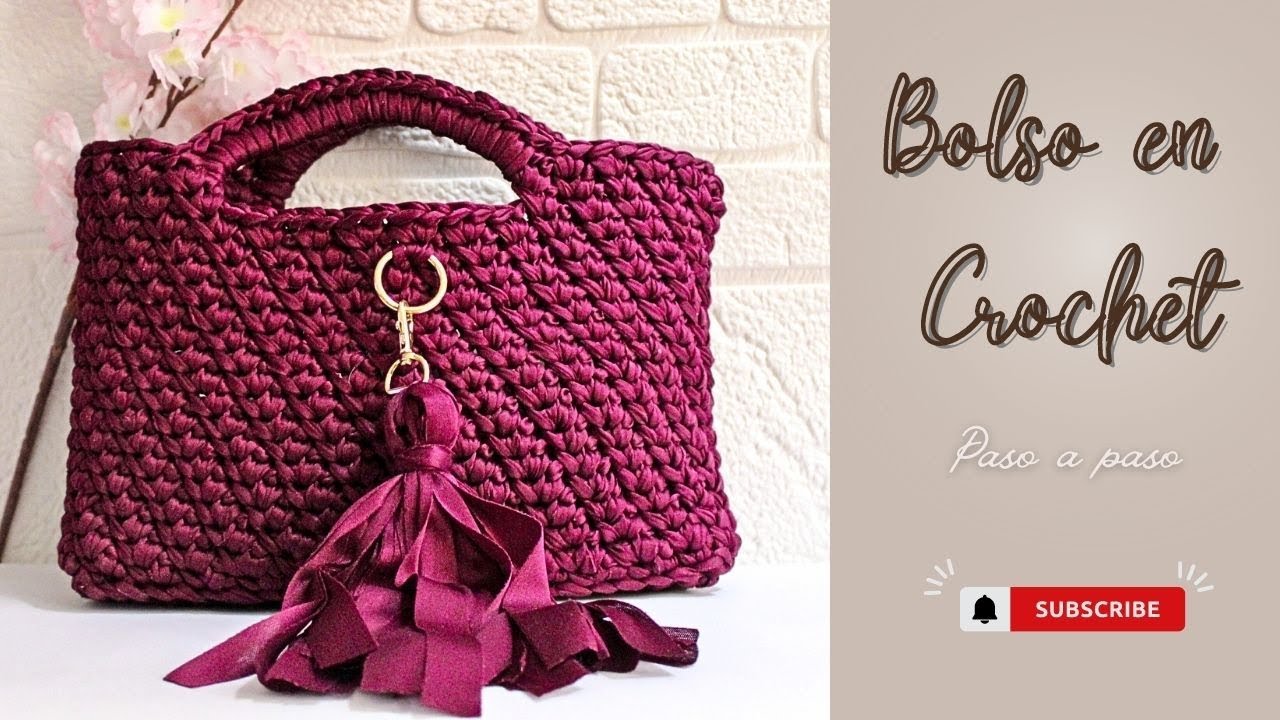 Bolso de mujer tejido a Crochet o Ganchillo con un diseño fácil y