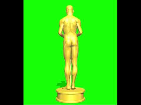 3d spinning oscar statue green screen