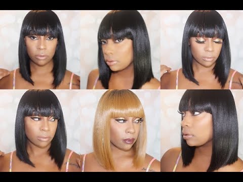 Chanel Blunt Cut Bob with Bangs Lace Wigs - Karen006