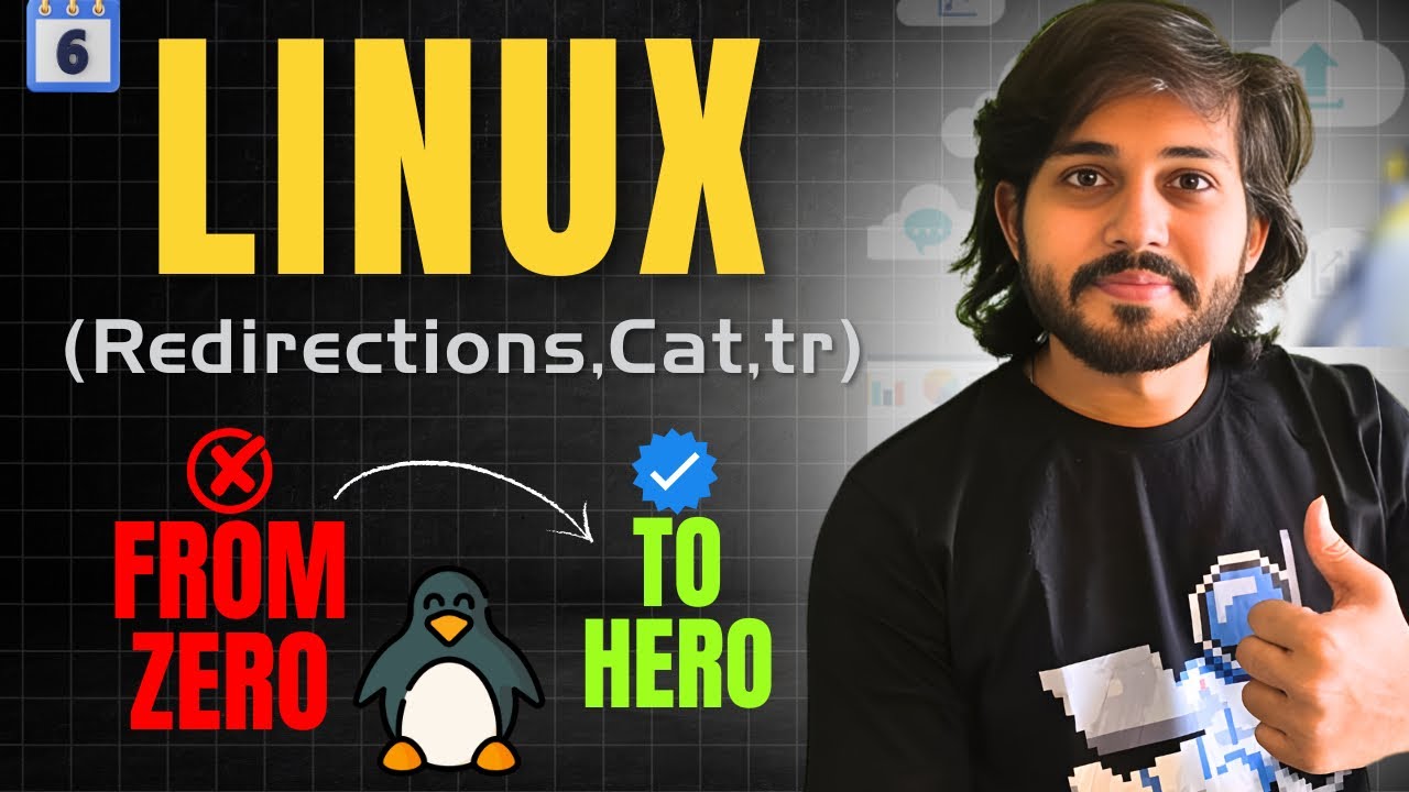 Day 6 | Input Output Redirection, cat and tr Command - YouTube