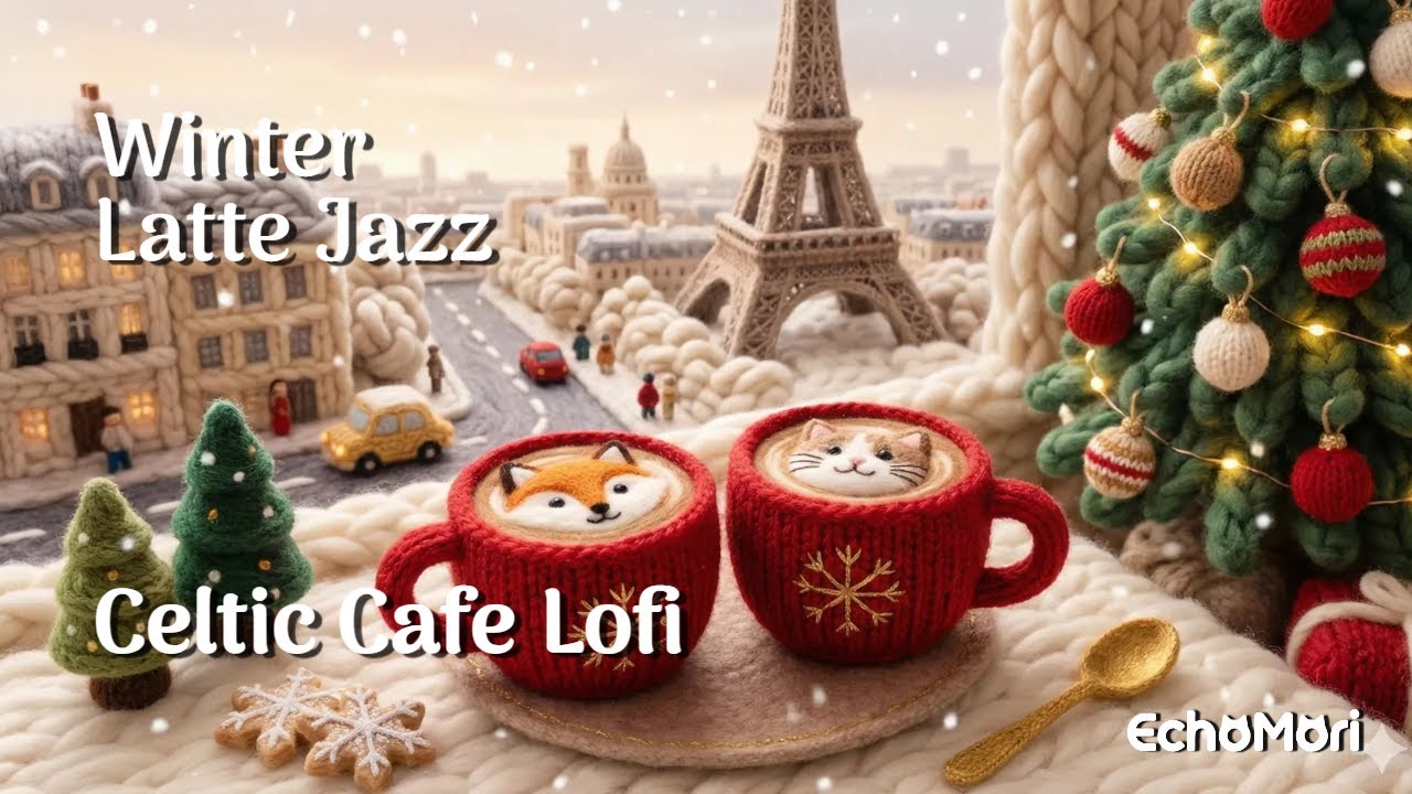 라떼 한 잔이 생각나는 날 | Winter Latte Jazz in Paris ❄ Cozy Christmas Café Music