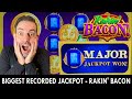 😱 BIGGEST RECORDED JACKPOT for RAKIN' BACON - High Limit Slots