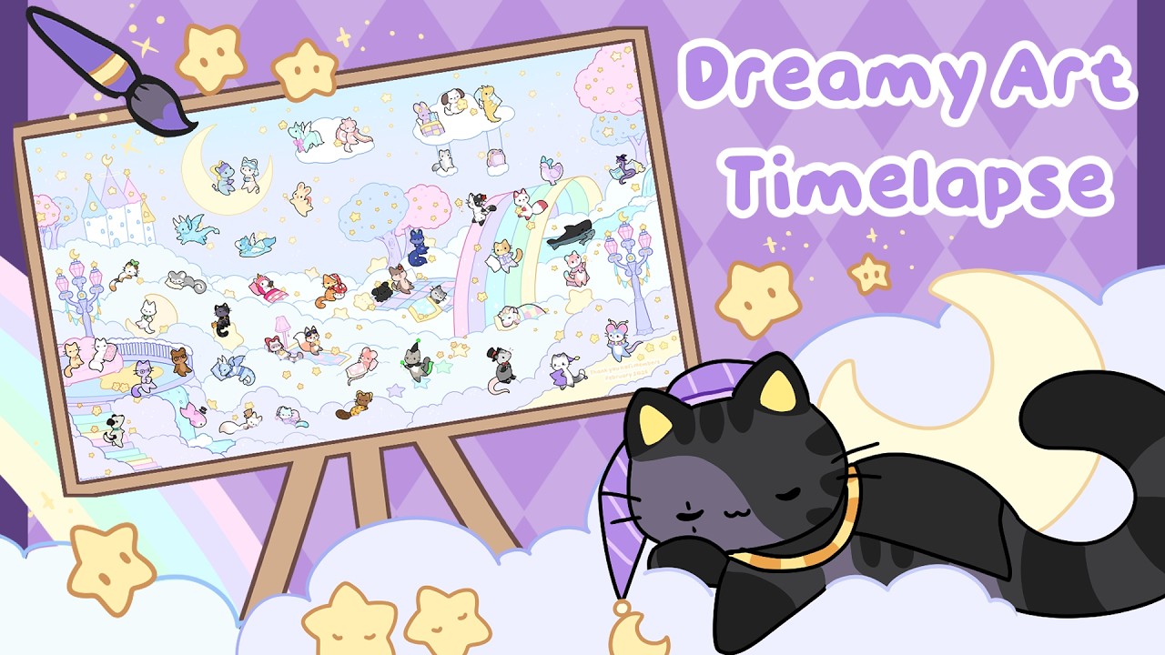 Cute Digital Art Timelapse ~ Dreamland Ko-fi Collage