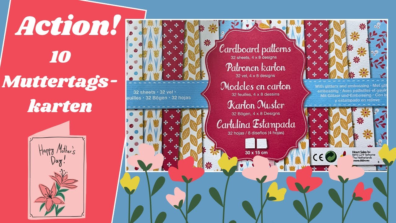 ACTION! 10 Muttertagskarten - Cardboard patterns - Déco Time